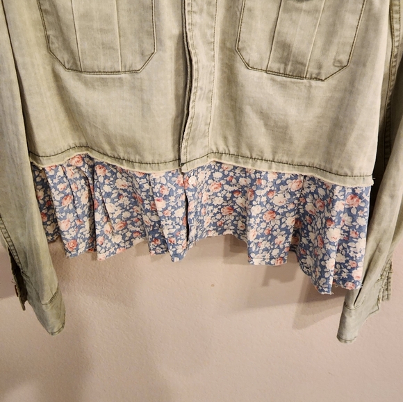 !We The Free, Free People Studded Military/Utility Jkt Floral Peplum Hem -SZ S! - Picture 6 of 11